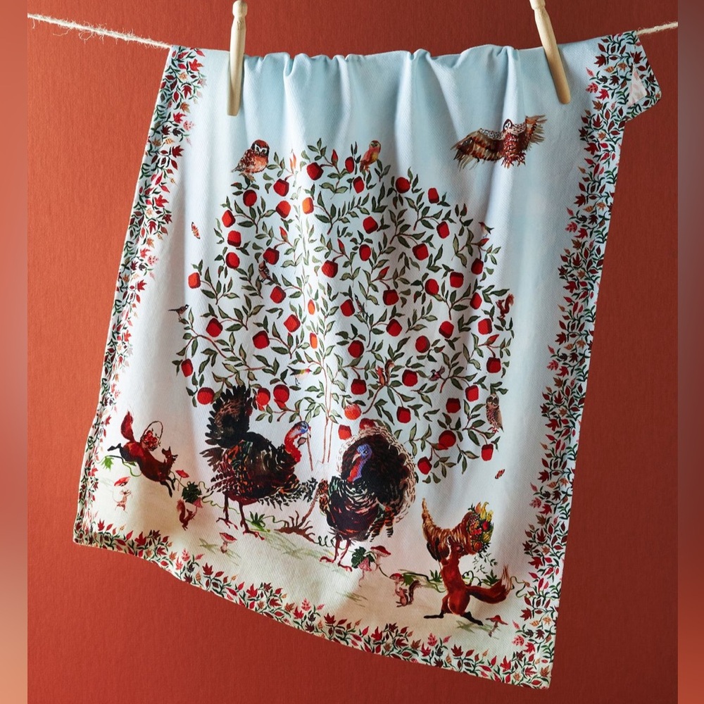 Anthropologie Inslee Fariss Turkey Trot Dish Towel NEW